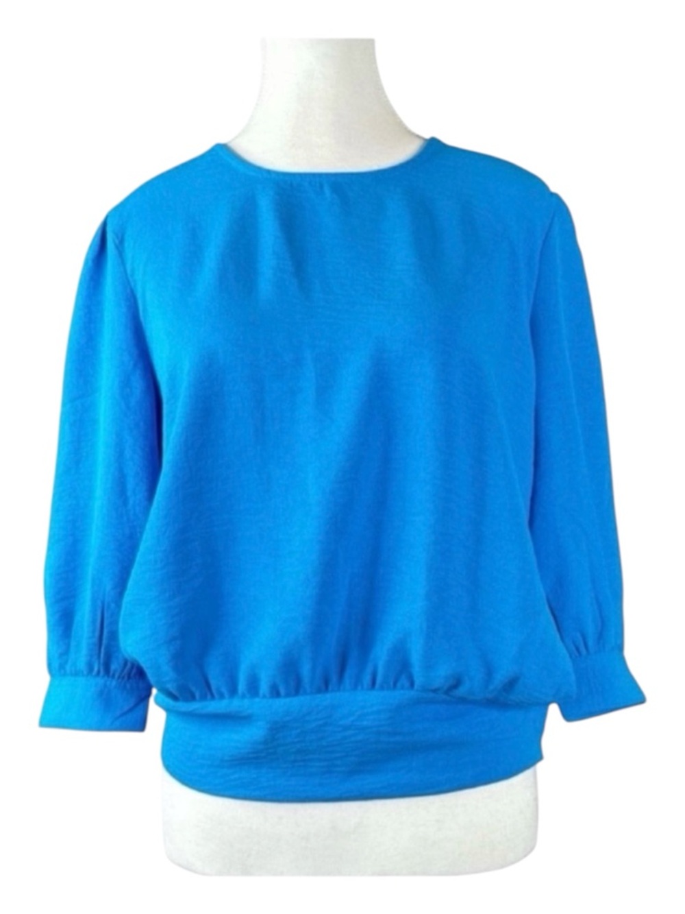 ALEX & PARKER From Macy's 3/4 Sleeve Blouse, Smocked Waist in Back, Size M.